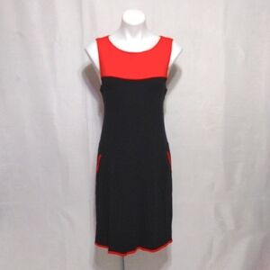 Yoana Baraschi Colorblock Sheath Dress Sleeveless Pockets Large Work Cocktail